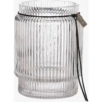ERNST Glazen Vaas / Kaarshouder Met Geribbelde Structuur H10,8 Cm - Vazen Glas Clear - 364325