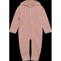 Huttelihut - Baby's Pram Suit Bear Ears Wool Fleece - Overall 62, bruin/roze