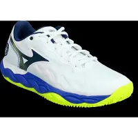 Mizuno Unisex Wave Enforce Court CC White/Dazzling Blue/Lightning Yellow-Schoenmaat 43