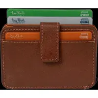 Tony Perotti Furbo EVO RFID leren Pasjeshouder met bankbiljet- en kleingeld vak - Donkerbruin/Oranje