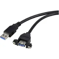 Renkforce RF-5720388 USB-kabel USB 3.0 USB-A stekker, USB-A bus 1.00 m Zwart Voor inbouw, Schroefbaar