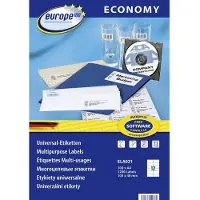 EUROPE 100 ELA021 Universele etiketten 105 x 48 mm Papier Wit 1200 stuk(s) Permanent hechtend Inkjet, Laser (zwart/wit), Laser (kleur), Kopiëren (zwart/wit),
