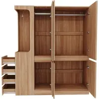 OKWISH Uittrekbare slaapbank 90x200 cm / kinderbed met lades en planken, eenpersoonsbed met open vakken, lattenbodem, wit (zonder matras)