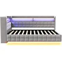 STILVORA Gestoffeerd bed 90x200 cm – Slaapbank Met Hydraulische Opbergruimte – Ingebouwde LED & Stopcontact – Fluweel – Lichtgrijs – Zonder matras