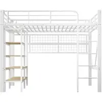 STILVORA Hoogslaper 90x200 cm – Appgestuurde Led Sfeerstrip – Opbergvak Met Hangnet & Kledingstang – Open Ruimte Onder Bed – Met Matras Zonder Matras – Metaal – Wit