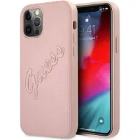 GUESS Hard Cover Saffiano Vintage Scrip (iPhone 12 Pro Max), Smartphonehoes, Roze