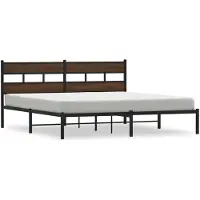 vidaXL Bedframe met hoofdbord zonder matras bruin eiken 200x200 cm