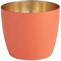 Giftcompany Waxinelichtjeshouders in Koraal Oranje & Nudegold - set van 2 - hoogte 8,5 cm