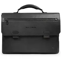 Piquadro Solm Aktentas Leder 42 cm Laptopvak zwart