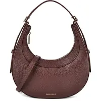 Coccinelle Leren handtas schoudertas Whisper Grained Leather Mini Bag Berry donkerpaars