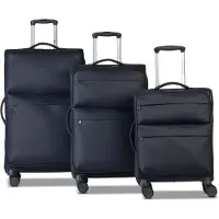 Worldpack Kyoto 4 wielen Kofferset 3-delig met uitbreidingsplooi - Zachte bagage - TSA slot - dunkelblau