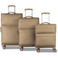 Worldpack Kyoto 4 wielen Kofferset 3-delig met uitbreidingsplooi beige