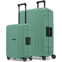 Redolz Essentials 15 Kofferset van 4 koffers met 4 wielen, maten S en L, met driepuntssluiting groente