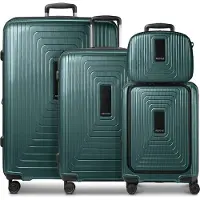 Redolz Essentials14 4-wiel kofferset Beautycase 4st met uitklapbaar laptopvak groente