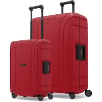 Redolz Essentials 15 Kofferset van 4 koffers met 4 wielen, maten S en L, met driepuntssluiting rood