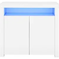 OKWISH Dressoir - Met Led-Verlichting En Usb-Aansluiting - 108 x 40 x 92 cm - 2 Deuren - Hoogglans Wit - Modern
