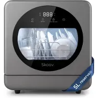 Skoov Mini Vaatwasser met waterreservoir - 3 couverts - 7 wasprogramma's - Kleine smalle vrijstaande afwasmachine - Camping - Grijs