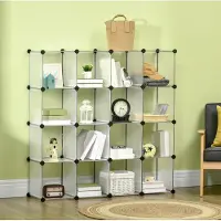OKWISH Opbergkast Modulair 16 Vakken 125 X 32 X 125 Cm Staal Wit Open Kast Voor Woonkamer Kinderkamer En Slaapkamer Met Anti Kantel Bevestiging