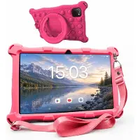 AngelTech Kindertablet XL – 3+4GB RAM - 32+64GB – Android 14 - 100%Kidsproof – Extra Groot – Vanaf 3 Jaar - Ook Voor Volwassen Gebruik - 10 Inch - Ouderlijk Toezicht – Fidgy Beschermhoes – Roze