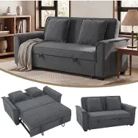 HOMCOM Sofa Bed-Polyester-168L x 85B x 86H cm-Dunkelgrau