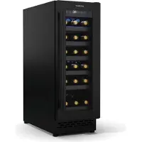 Klarstein Vinovilla 18 Uno Wijnkoelkast inbouw - 18 flessen, 1 zone, 5-18 °C, LED-touch, Stil 38 dB, Matzwart, Verlicht, Wijnkoelkast voor inbouw