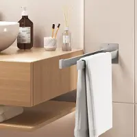 Auralum Max Auralum Handdoekrek 40cm - 2-armig Handdoekhouder - Handdoekhouder Zilver - Zonder Boren / Zelfklevend - Handdoekenrek Keuken - Badkamerrek - Handdoekhouders - Handdoekstang