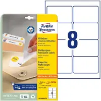 Avery Zweckform AVERY Universele etiketten afneembaar L4745REV-25 A4 Wit 96 x 63,5 mm 30 Vellen à 8 Etiketten