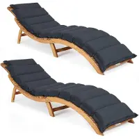 Casaria Ligbed Set van 2 Acaciahout FSC-gecertificeerd incl kussen Antraciet