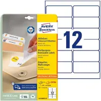 Avery L4743REV-25 afneembare etiketten ft 99,1 x 42,5 mm (b x h), 300 etiketten, wit