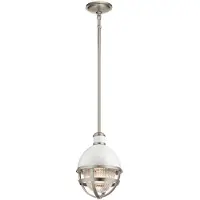 Kichler LED Hanglamp Tollis | 1X E27 Max 40W | Dimbaar | Brushed Nickel & White