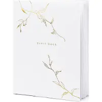 Party Deco Gastenboek/receptieboek Nature - Bruiloft - wit/goud - 20 x 24,5 cm - Gastenboeken