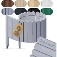 Pemicont rolborder hout - 100 cm - 20 cm hoog - zilver - ronde bovenkant - boomspiegel - grenen