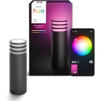 Philips Hue Lucca lage sokkellamp - Tuinverlichting - Antraciet grijs - IP44 Weer- en Windbestendig - Wit en gekleurd licht -Slimme verlichting - 1100 lumen - Compatibel met Matter
