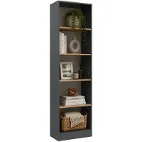 VCM Bücherregal für Aktenordner, Büroregal mit 5 Fächern, H. 183 x B. 52 x T. 30 cm, Standregal für Homeoffice und Büro - Dilos