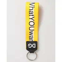 Dolce&Gabbana Geel Logo Polyester Zilver Messing Houder Sleutelhanger Sleutelhanger