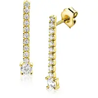 Zinzi 26mm gold plated zilveren tennis oorstekers met een rijzetting witte zirkonia's in verschillende grootte ZIO2894Y