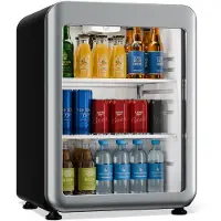 Klarstein Audrey Evo drankenkoelkast 65 L – Drankenkoeling met glazen deur, ledverlichting, regelbare temperatuur 0-10 °C, 2 schappen, stille werking