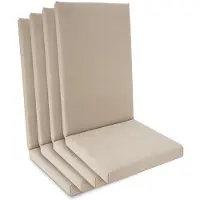 Beautissu QD-HL – Set van 4 Premium Tuinstoelkussens Hoge Rug 122x48 cm – 100% Waterdicht – Weerbestendig – Sneldrogend – UV-bestendig – Natuur