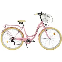 DaviBikes Emma – Stadsfiets – 28 inch – 7 versnellingen – Shimano – V-brake – Lage instap – Roze/Creme