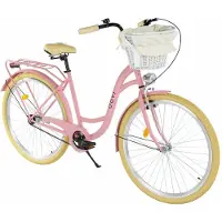 DaviBikes Lila – Stadsfiets – 28 inch – 1 versnelling – Terugtraprem/V-brake – Lage instap – 160-185 cm – Roze/Creme