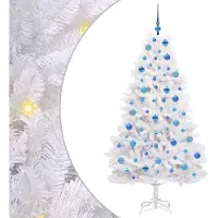 vidaXL Kunstmatige Hinged Kerstboom Wit 180 cm PVC en Staal