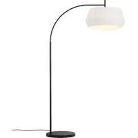 Nordlux Booglamp - vloerlamp Dicte, wit / opaal, Woon-/ Eetkamer, Textiel / Stof / Zijde, Scandinavisch, booglamp