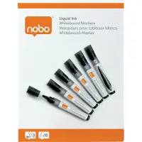 Nobo Liquid Ink Whiteboard Markers Met Ronde Punt - Pak Van 10 Stuks - Zwart