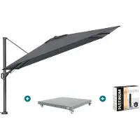 Platinum Challenger zweefparasol Premium T2 2,6x3,5 m - Faded Black met voet en hoes
