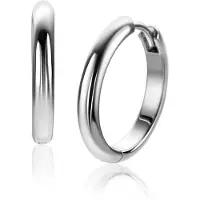 Zinzi 20mm zilveren gladde oorringen met ronde buis 3mm met luxe klapsluiting ZIO2602