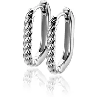 Zinzi 17mm zilveren oorringen in ovale vorm met gedraaide buis en luxe klapsluiting ZIO2691