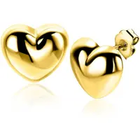 Zinzi 13mm gold plated zilveren oorstekers in bolle hart vorm ZIO2672G