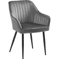 Songmics - Eetkamerstoelen - Eetkamerstoel met Armleuningen - Fluwelen Bekleding - Metalen Poten