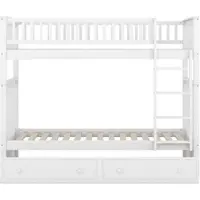 STILVORA Stapelbed 90x200 cm – Om Te Bouwen Tot 2 Bedden – Met 2 Lades – Veilig Hoog Bovenrek – Voor Kinderkamer – Grenen En MDF – Zonder Matras – Wit