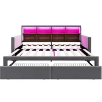 STILVORA Gestoffeerd Bed 90x190 Cm – Uitschuifbaar Naar 180 Cm – Hoofdbord Met Ledlicht En Oplaadpoorten – 2 Lades – Zonder Matras – Fluweel – Grijs